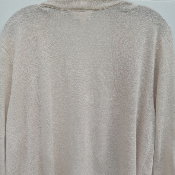 J. Jill Love Linen Cream/Tan Open-Front Cardigan Medium Tall Lightweight - Picture 5 of 6